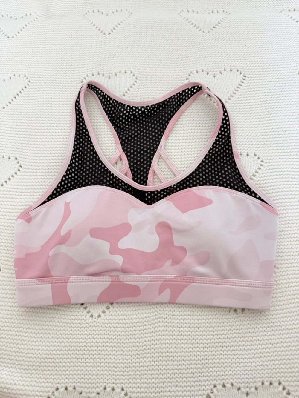 Hollister Pink Camo & Black Mesh Strappy Sports Bra XS